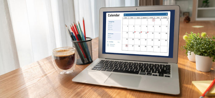 Portátil con calendario